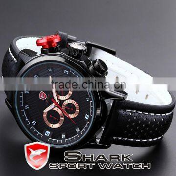 Shark 6 Hands Leather Band Steel Case Mens Quartz Army Luxury Analog Sport Wacth photo-4