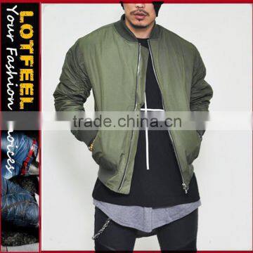 Mens Designer Shirring Sleeve Miliitary Bomber Jacket (LOTG235)