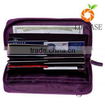 Factory Wholesale Large Capacity Double Zip Around Leather Wallet Purse