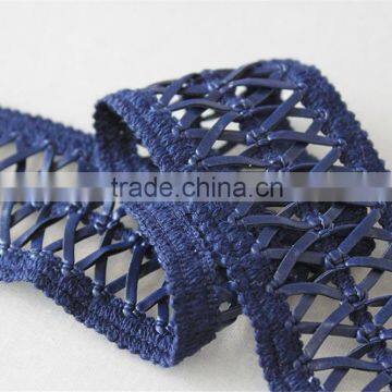 5.5cm Navy Rubber Guipure Braid Ribbon Embroidery Lace Trim