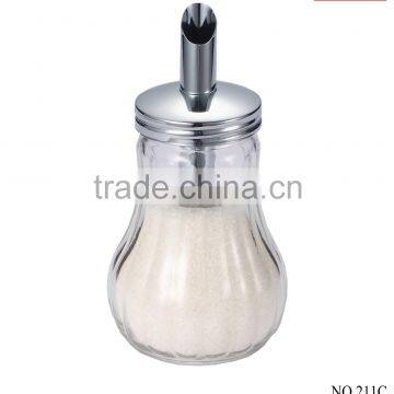 150ml clear glass powder sugar dispenser jar with metel lid