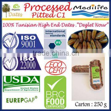 Organic Processed Pitted Dates C1,Tunisian High Quality Dates "Deglet Noor" Category Dates, Processed Dates without seeds, 250 g