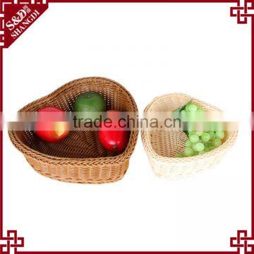 S&D Handmade Poly Rattan Washable Wicker Durable Heart Shape Empty Storage Basket for Fruit Vegetables Gift and Flower photo-5