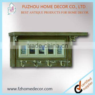 Newest decorative wooden wall shelf with frames and hooks
