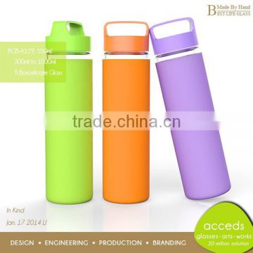 Fashionable Creative Borosilicate Glass Water Bottle With Silicone