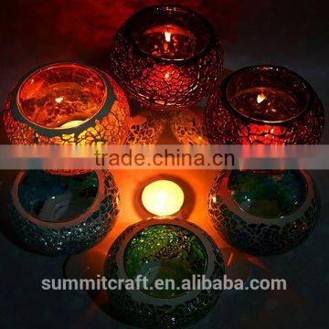 Unique Mini Tealight Mosaic Glass Candle Holder photo-5