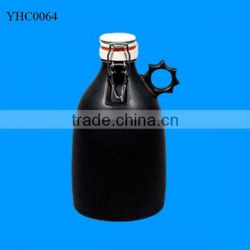Wholesale Ceramic Black Growlers 64oz, Ceramic Beer Growler