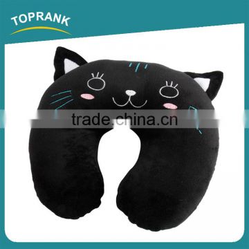 Toprank Manufacture Soft Support Short Plush Cartoon Cat U Shape Pillow PP Foam Bolster Travel Neck Pillow