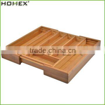 High Quality Bamboo Expandable Cutlery Tray/Bamboo Drawer Organizer/Homex_Factory photo-2