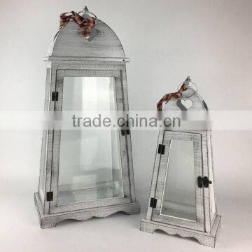 Wedding Decoration White Wooden Lantern Candle Holder