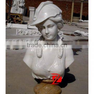 western lady marble bust sculpture with hat