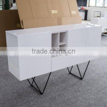 High Gloss Dining Cabinet With Black Solid Iron Legs H-828 photo-2