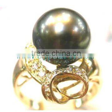 18K Gold Ring Setting Big Seawater Pearl Ring photo-2
