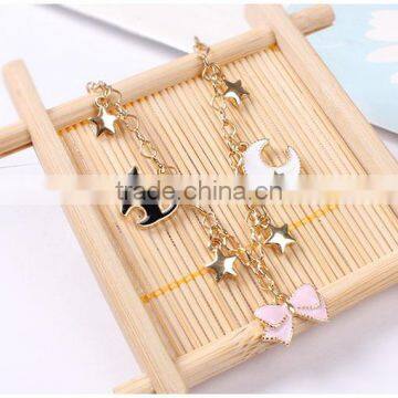 Cat Bowknot Star Moon Gold Charms Bracelet Gold Chain Bracelet photo-4