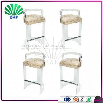 New Design Acrylic Leisure Chair Tall Plexiglass Chair Lucite Bar Stool With Backrest photo-2