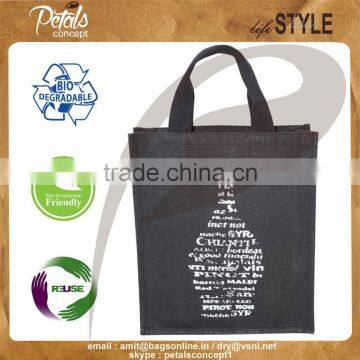 Three Bottle jute bag for wine shopping