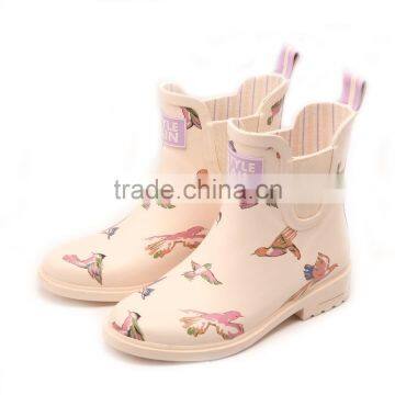 Natural Rubber Ankle Elastic Gore Chelsea Style Flamingo Print Fashion Warm Winter Antumn Rain Shoes Overshoes Galoshes photo-3