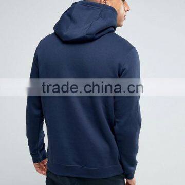 Custom Embroidered Logo Long Sleeve With Drawstring Hood Navy Men's 100% Cotton Casual Oversized Fit Hoodies photo-2