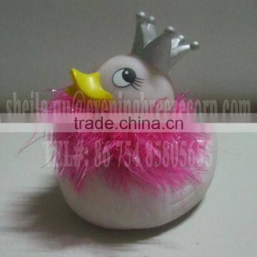 fur scarf rubber duck with boa