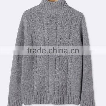 Boy's fashion soft turtleneck refined cables wool sweater (BKNB03)