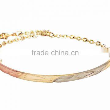 Micron Finish Three Tone Imitation Bangle Bracelet With Extension Link Chain