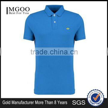 MGOO Fashion Blue Logo Brand Polo Shirts 240g 100% Cotton Plain Dyed Fabric For Shirts