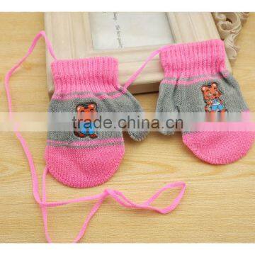 TC13029 Wholesale Cute Knitted Kids Mitten Gloves Cheap String Kids Winter Gloves photo-5