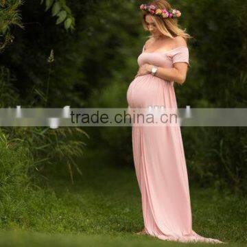 Short Sleeve Maternity Dress For Photo Shoot Women Pregnancy Clothing Long Maxi Dress photo-2