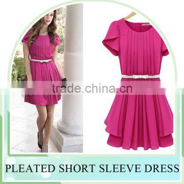 Wholesales Western Style Girls' Pleated Casual Chiffon Dresses, OL Plus Size Long Chiffon Dress With Zipper Design photo-5