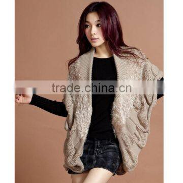 2016 Latest Design Spring Smiles Batwing Sleeve Free Size Korean Style Half Sleeve Loose Knit Cardigan Latest photo-2