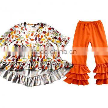 Halloween Fall Pumpkin lovely style Clothing Girls Wholesale Boutique Childrens Ruffle Baby Clothes