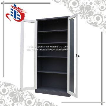 Steel Office Furniture 2 Glass Swing Doors Filing Storage Cabinet With Lock photo-5