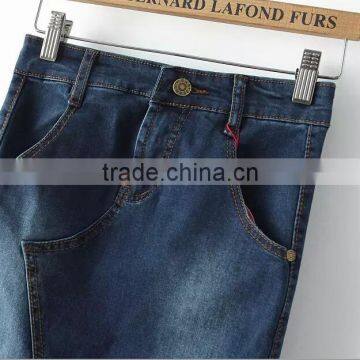 EY0590A 2015 New Style Women Pure Color High Waist Jeans Splicing Dress photo-3