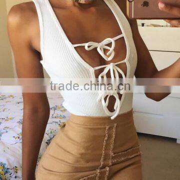 Runwaylover 5070 Ladies Sexy Deep Deep V-neck Tie Bodysuit photo-2