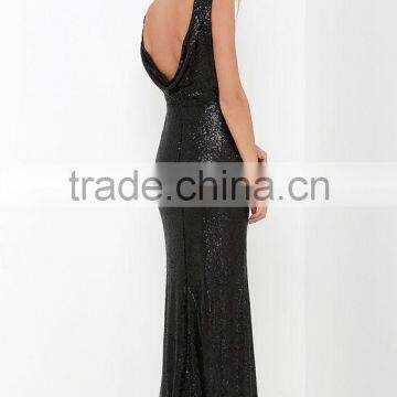 Slink and Wink Matte Black Sequin Maxi Dress photo-2