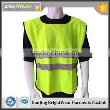 European style polyester solid road way reflective safety vest with contrast binding