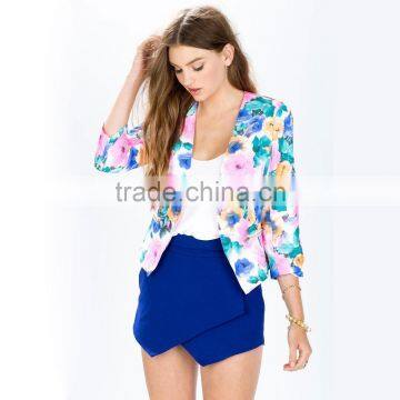 New Arrival Autumn Winter 3/4 sleeve floral print fashion jacket for wholesale 2017