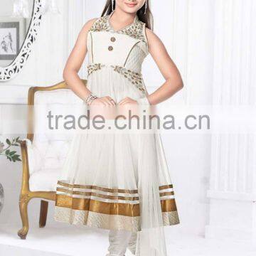 White Color With Zari Design at Neck Salwar Kameez Sizzling Girls Ready Made