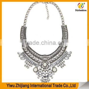 Darius Crystal Embellished Silver Statements Necklace