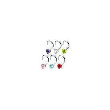 Heart Shaped CZ Stainless Steel Nose Ring Body Piercings Jewelry For Lady