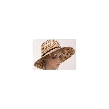 Black X Natural Womens Sun Hats , Flower Raffia Braid Hat For Party