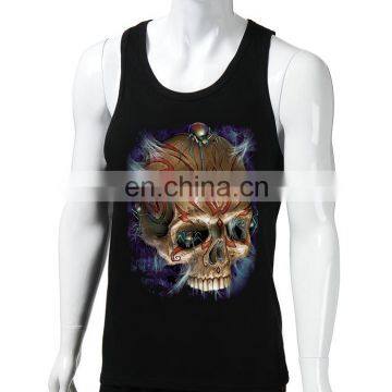 Skull print custom tank top men,stringer tanktop