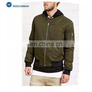 Coat Custom Lightweight With Zippered Pocket Men Contrast Trim Bomber Jacket