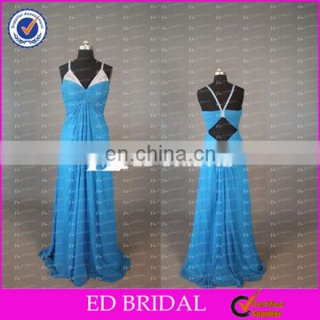 CE770 2015 Fashion Sexy Spaghetti Strap Beaded Backless Chiffon Cheap Evening Gown