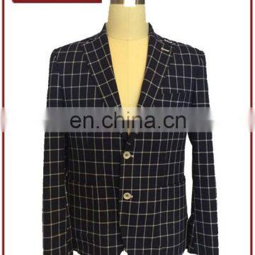 Factory OEM Slim Wool Check Blazer For Men With Contrast Lining