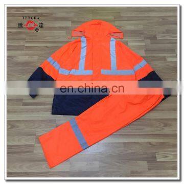 worker PVC rain suits with reflective strip