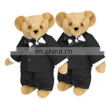 Bride and groom wedding gift valentine bear soft toy Custom handsome stuffed plush suit uniform teddy bear