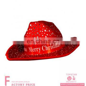 Wholesale Promotional Red Cowboy Party Designs Merry Christmas cowboy Hat for christmas