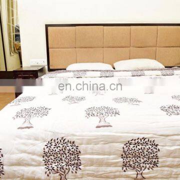 Indian Handmade Quilted Razai Jaipuri Tree Print 100% Cotton Winter Queen Quilt photo-5