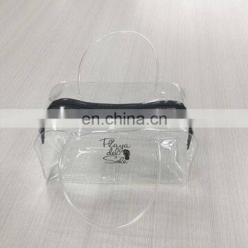 Competitive price black zipper clear cosmetic bag